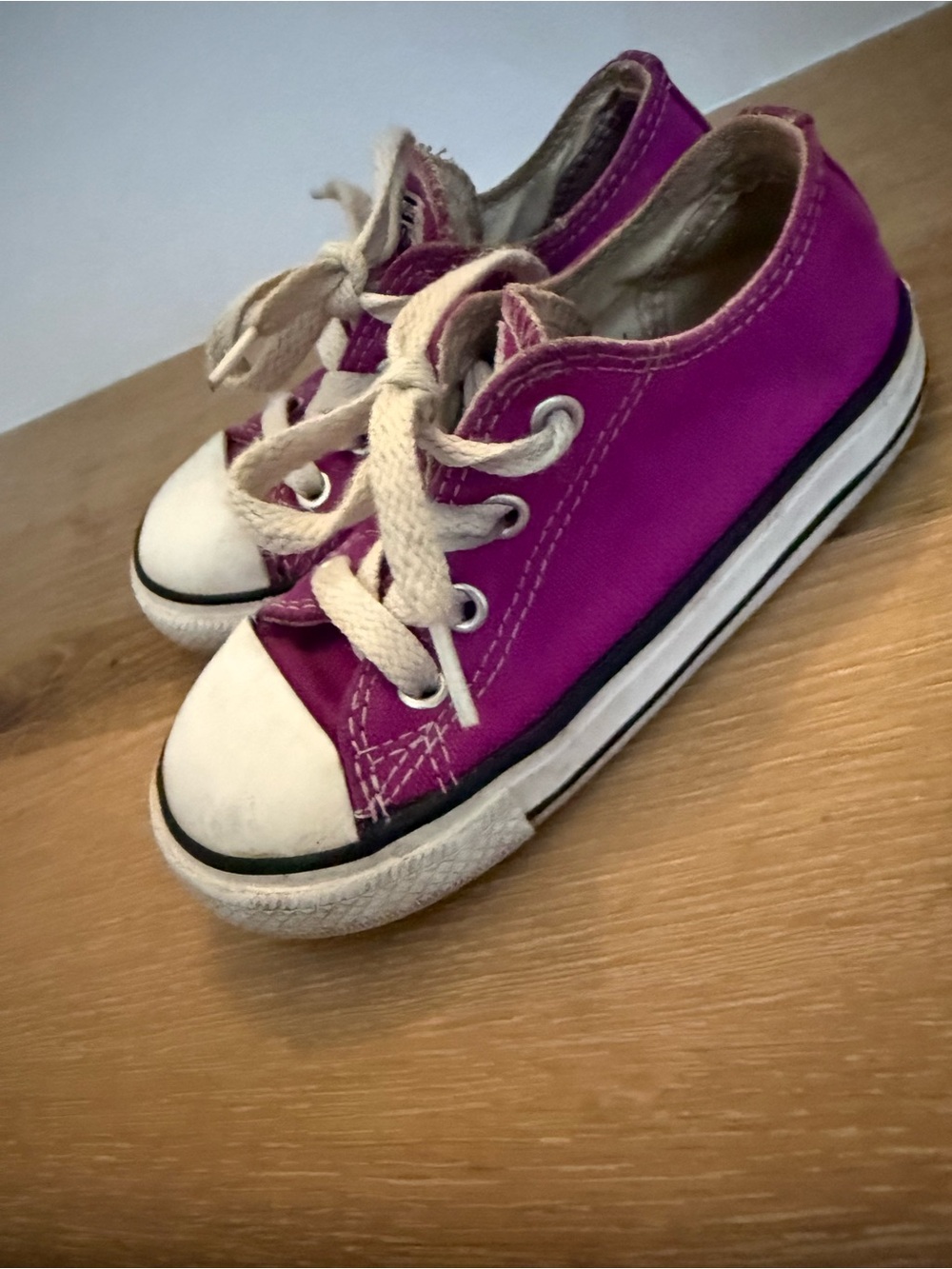 Kids Purple Canvas Lace-Up Converses Sneakers